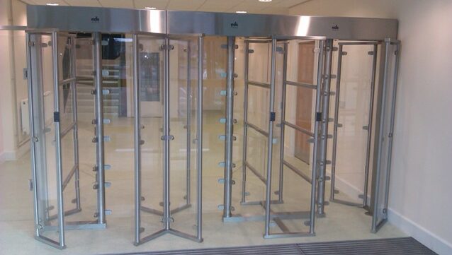 Glass entrance turnstiles