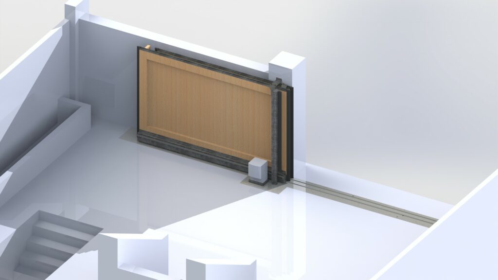 Rendering of telescopic residential wooden gates