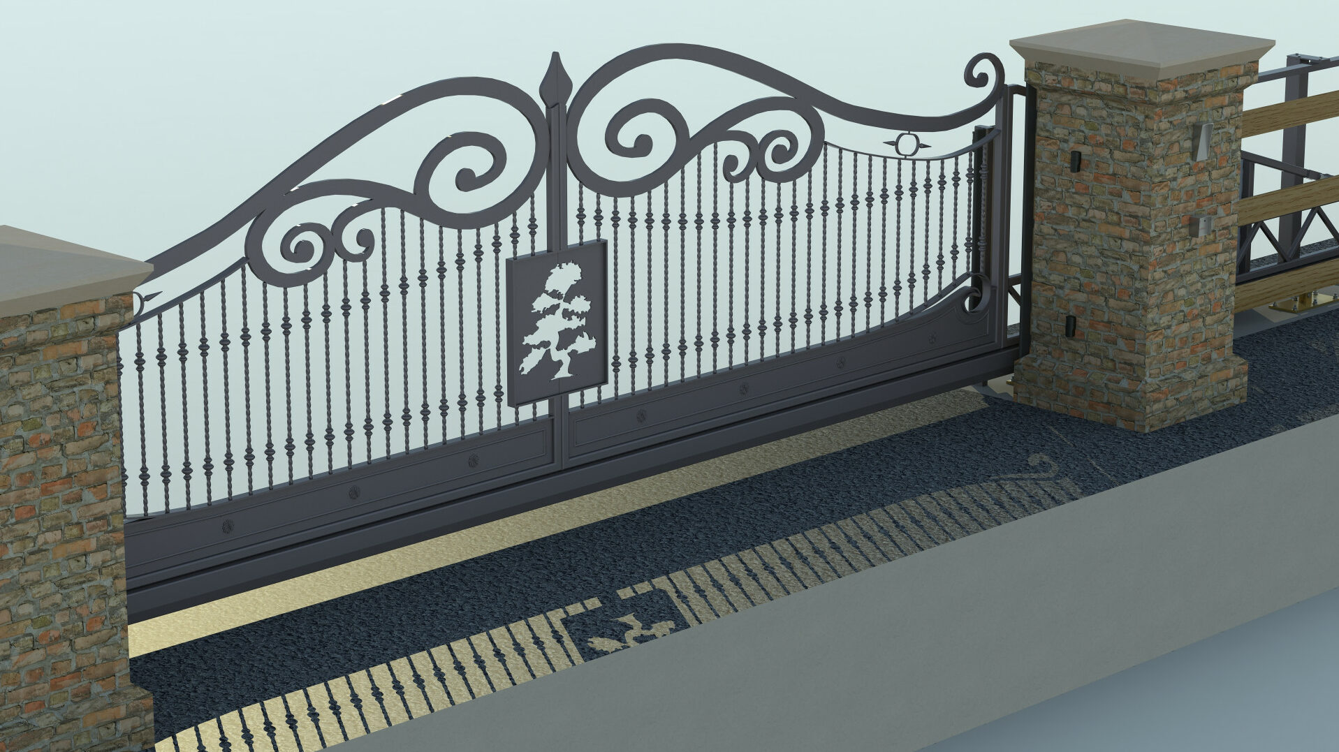 Rendering of automatic sliding gate