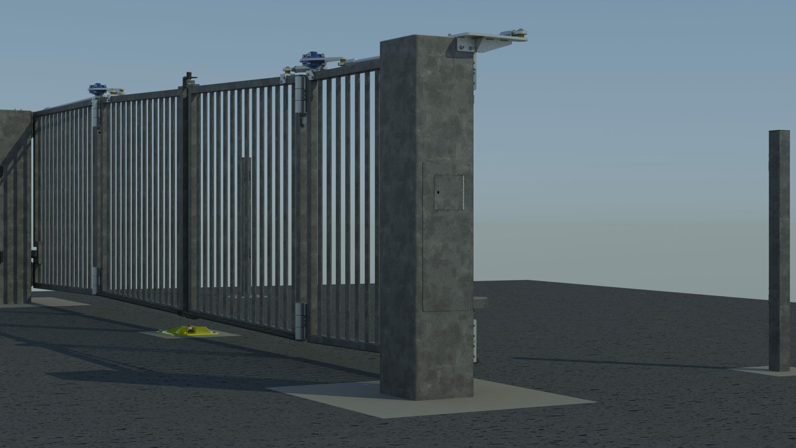 Engineering rendering of an automatic commercial gate