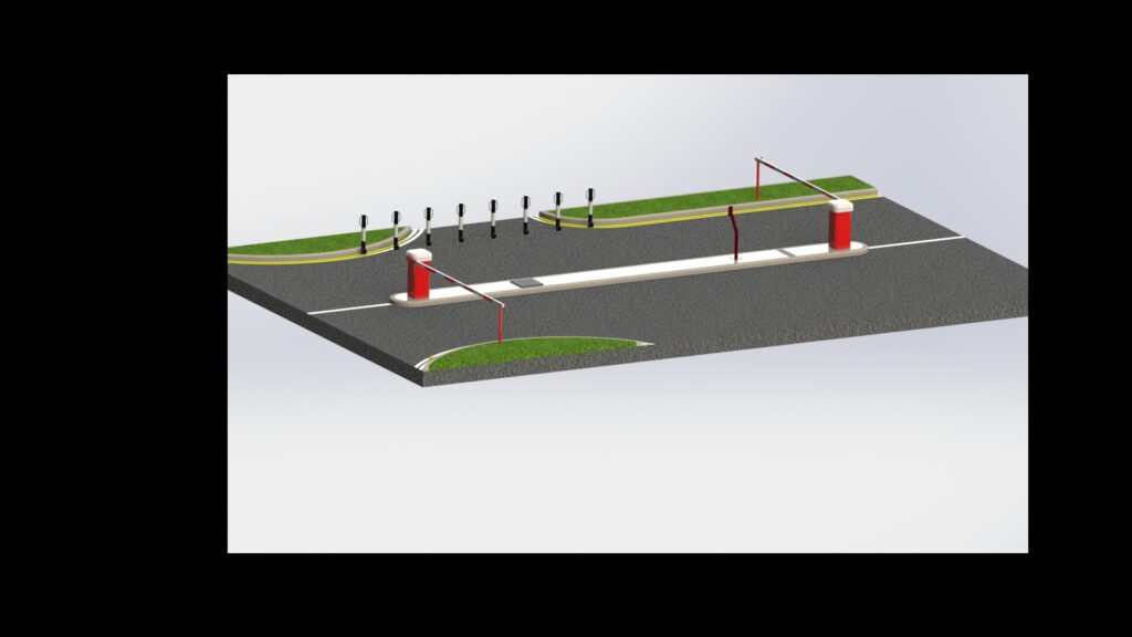 Design rendering of an automatic traffic control barrier system