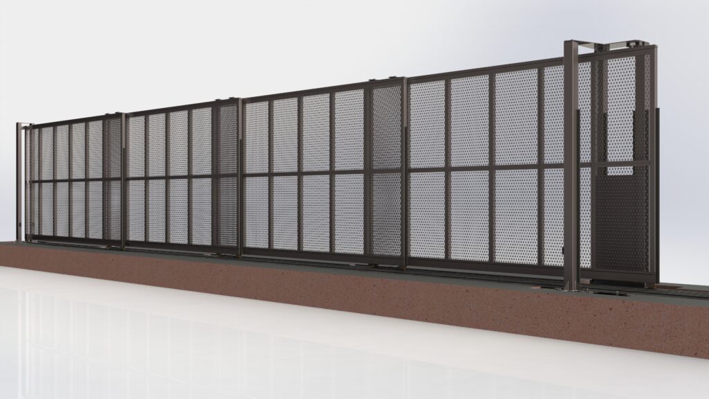 Engineering rendering of an automatic commercial gate