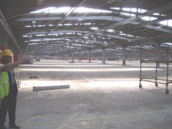 Photo of interior of warehouse.