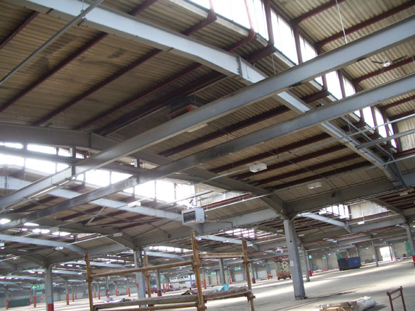 Photo of the roof of warehouse.