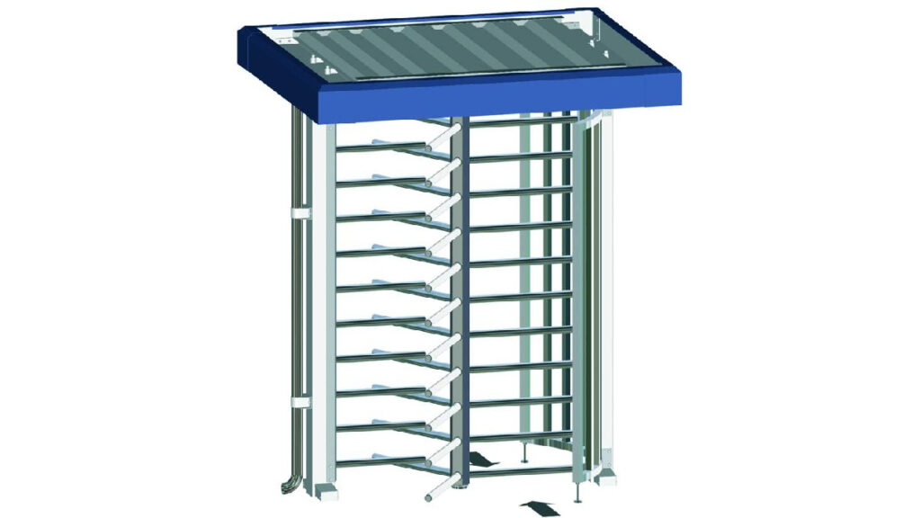 Rendering of full height turnstile with canopy