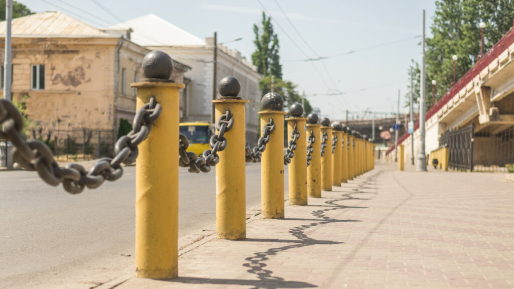 Bollards connected by chains