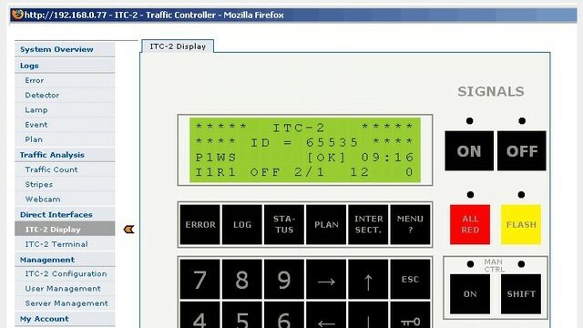 Screenshot of traffic management software