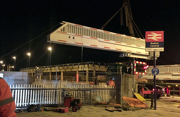 Photo of level crossing gate being installed
