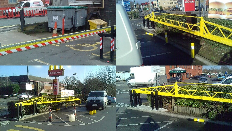 Collage of photos of EDS automatic sliding barriers